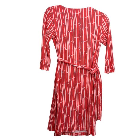 DIANE von FURSTENBERG Women's New Julian Two Wrap Dress 6 Silk Jersey Red Bamboo - Picture 3 of 8